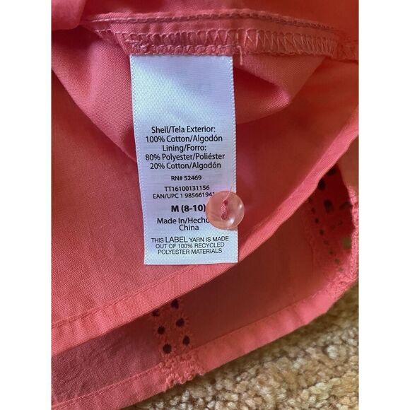 Time and Tru Coral Eyelet Long Sleeve Blouse Women’s Size M - Picture 7 of 9